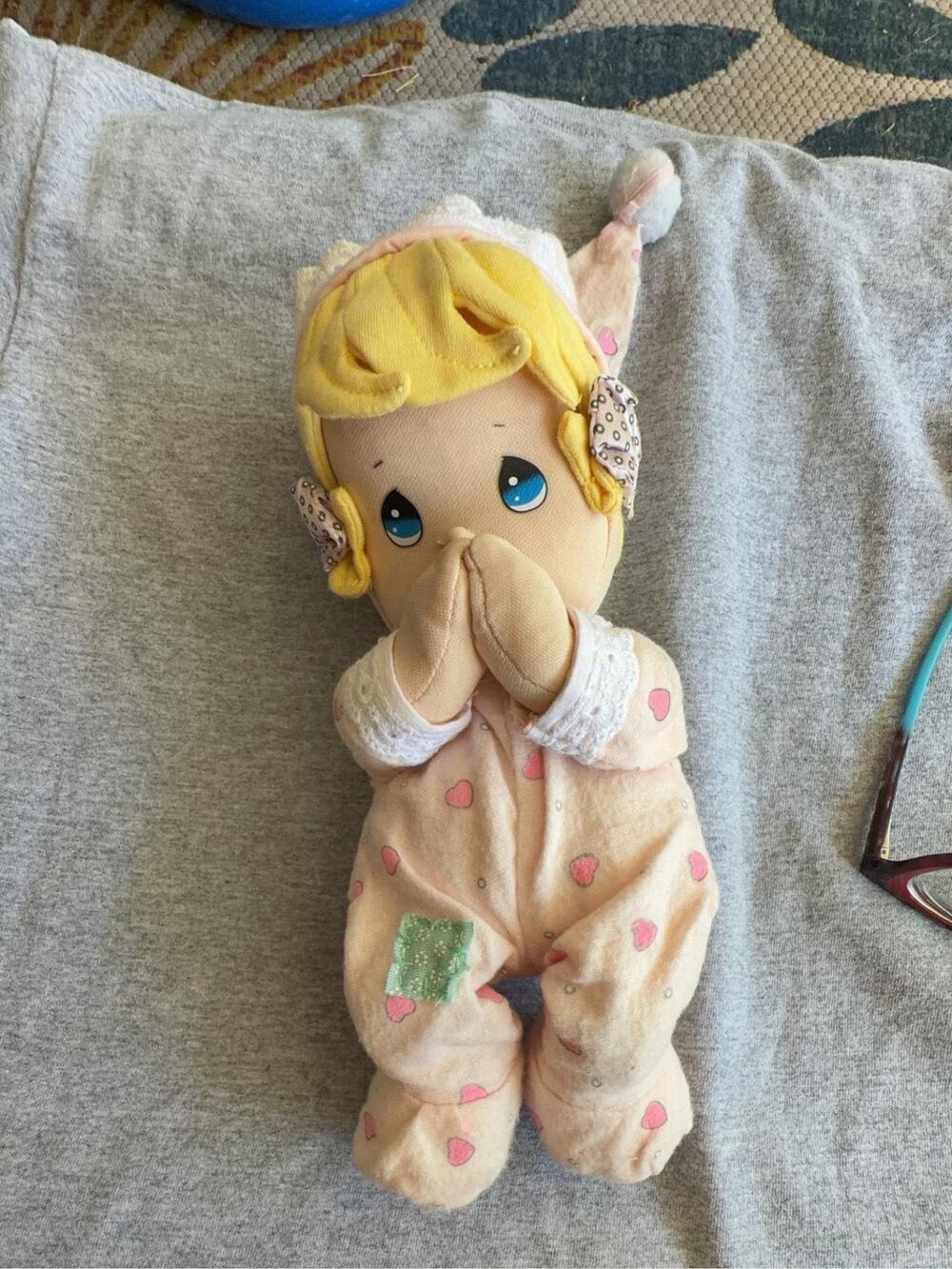 Precious Moments Girl Praying Pink Plush Doll Now I Lay Me Down To Sleep 8"